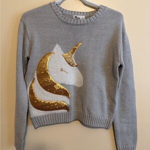 Epic Threads Gray Sweater with Gold Unicorn